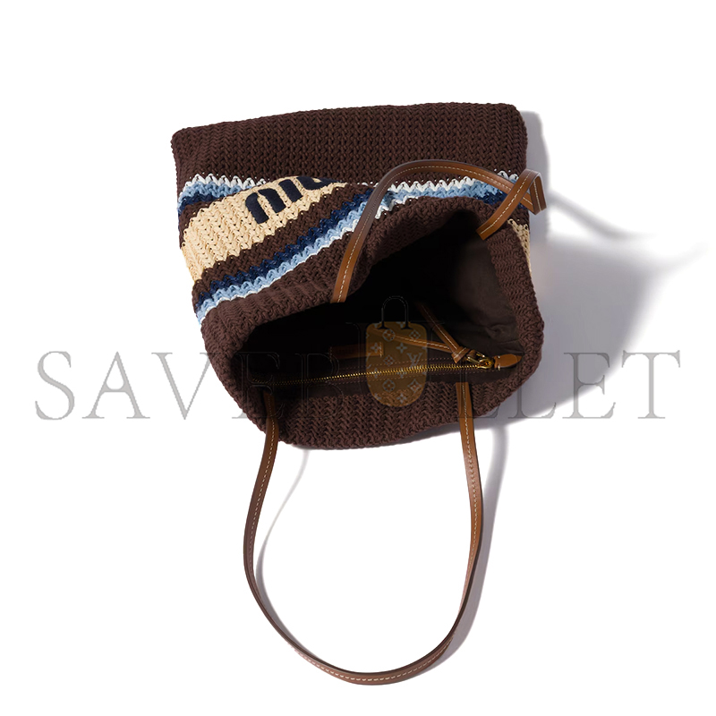 MIU MIU RAFFIA-EFFECT WOVEN TOTE BAG 5BG248 (41*32cm)